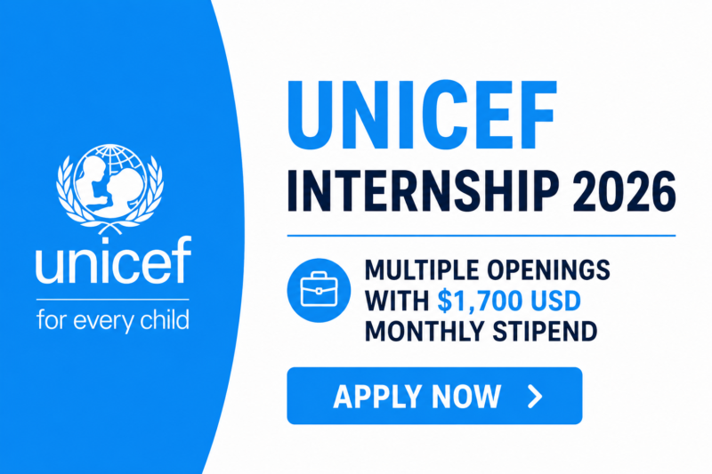 UNICEF Internship 2026: Multiple Openings with $1,700 USD Monthly Stipend