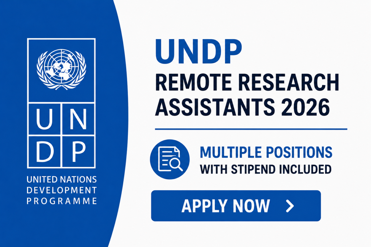 UNDP Remote Research Assistants 2026: Multiple Positions with Stipend Included