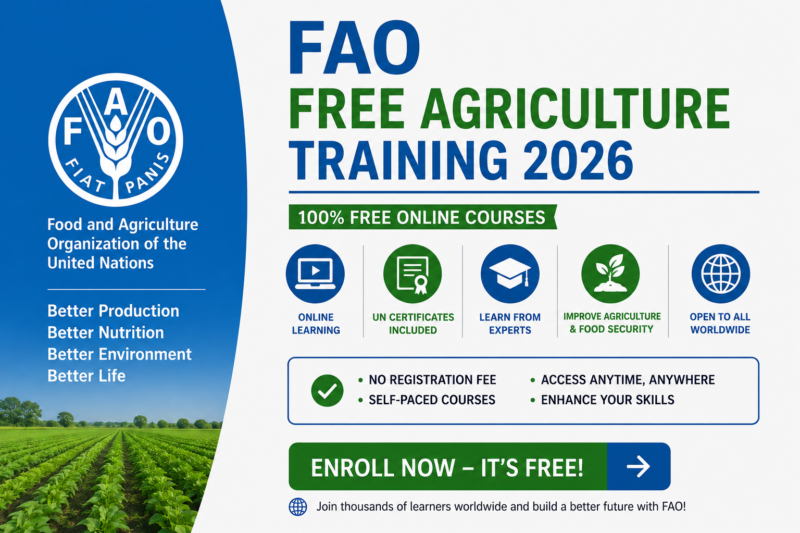 FAO Free Agriculture Training 2026 — UN Certificates Included