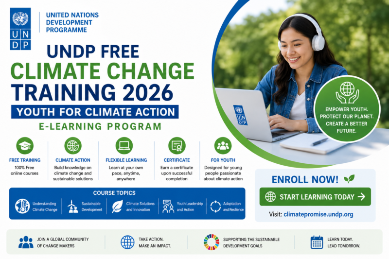 UNDP Free Climate Change Training 2026: Youth for Climate Action E-Learning Program
