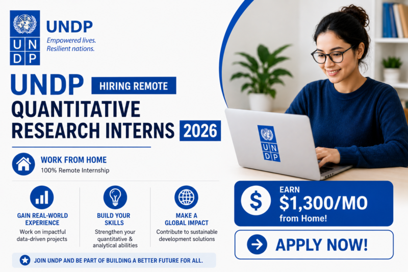 UNDP Hiring Remote Quantitative Research Interns 2026 (Earn $1,300/Mo From Home!)