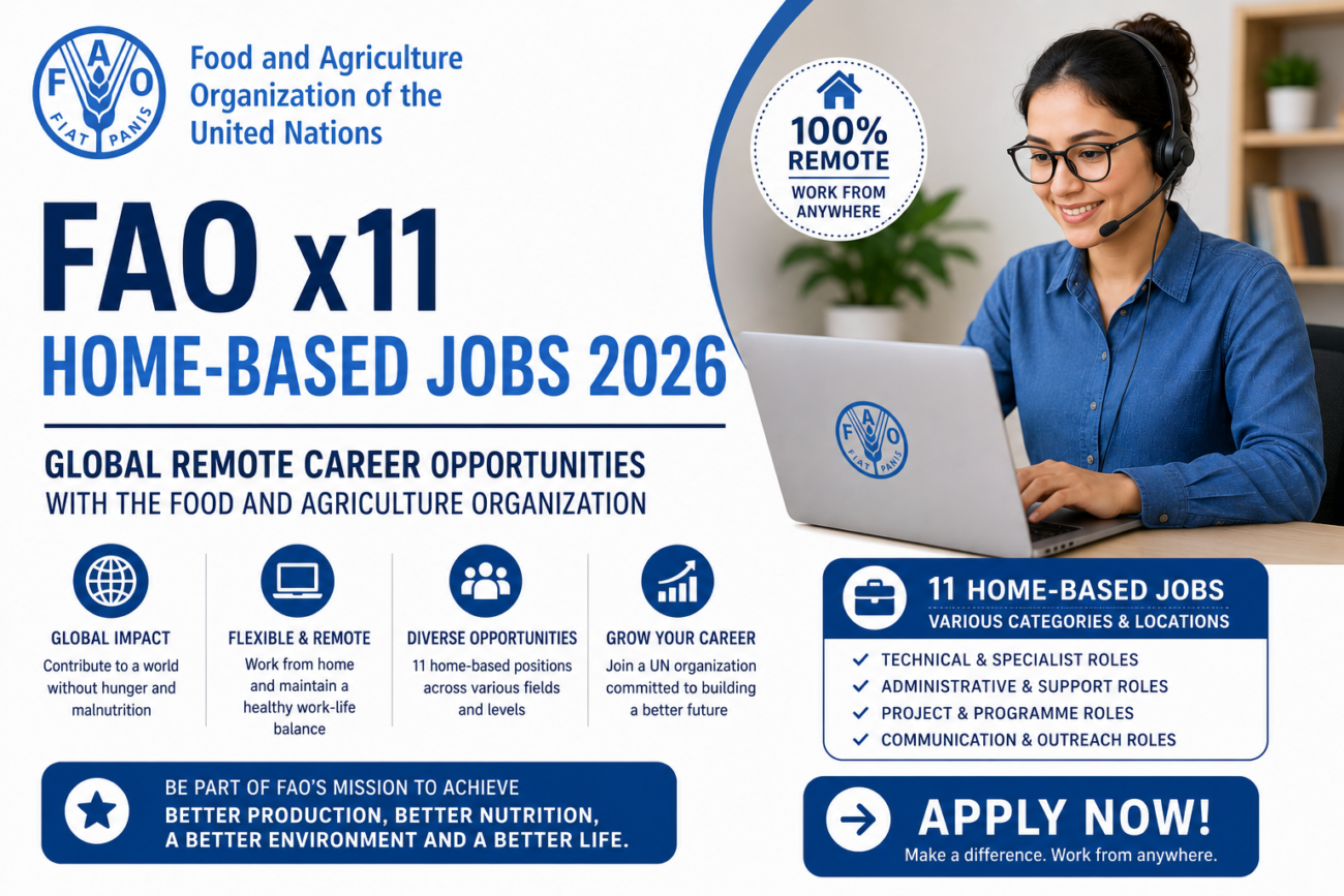FAO x11 Home-Based Jobs 2026: Global Remote Career Opportunities with the Food and Agriculture Organization
