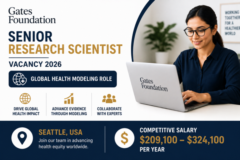 Gates Foundation Senior Research Scientist Vacancy 2026: Apply for Global Health Modeling Role in Seattle ($209,100–$324,100/Yr)