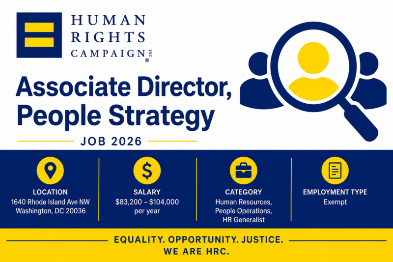 HUMAN RIGHTS CAMPAIGN INC. Associate Director, People Strategy Job 2026: