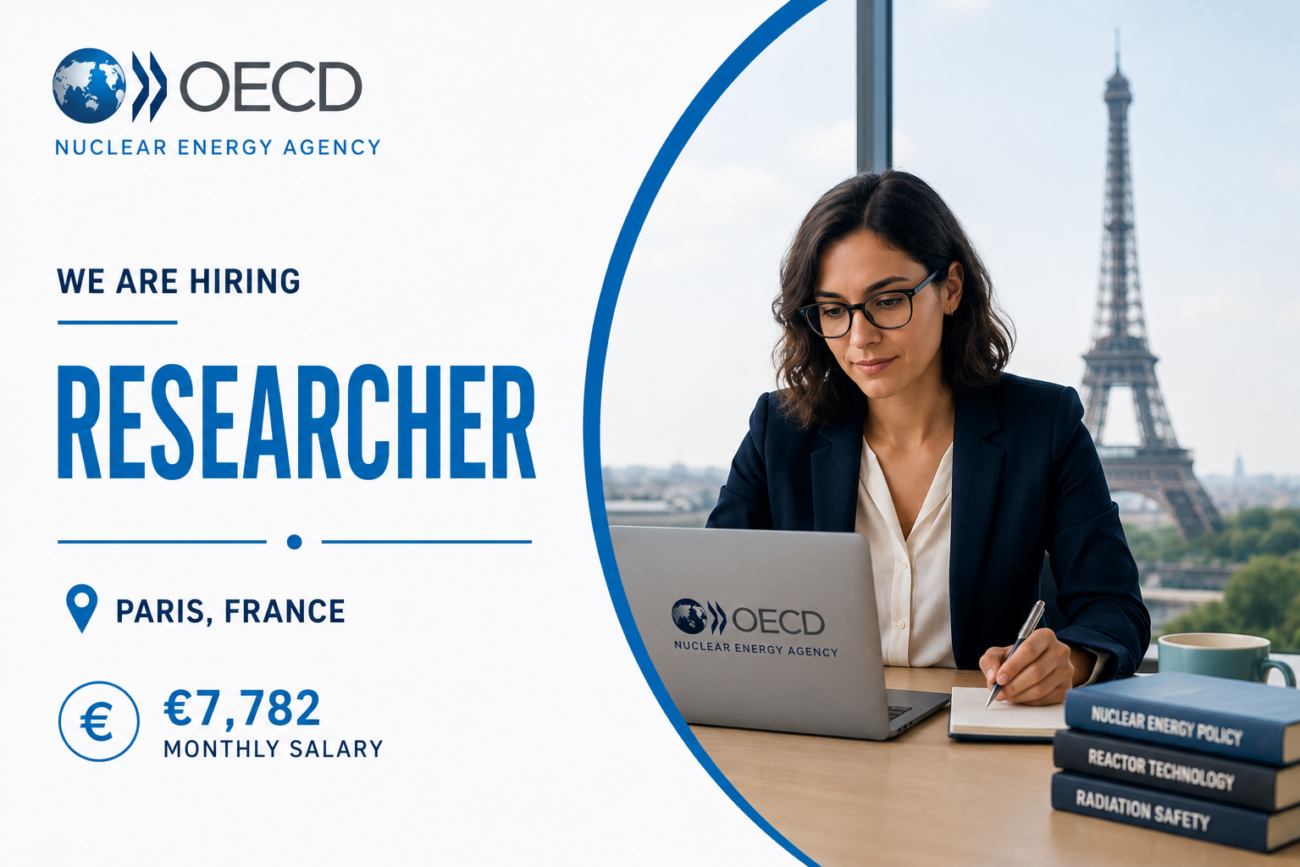 OECD Nuclear Energy Agency Hiring Researcher in Paris (€7,782 Monthly Salary)