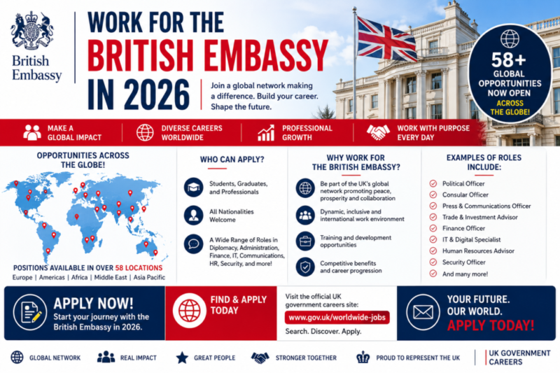 Work for the British Embassy in 2026 | 58+ Global Opportunities Now Open Across the globe! Apply Now