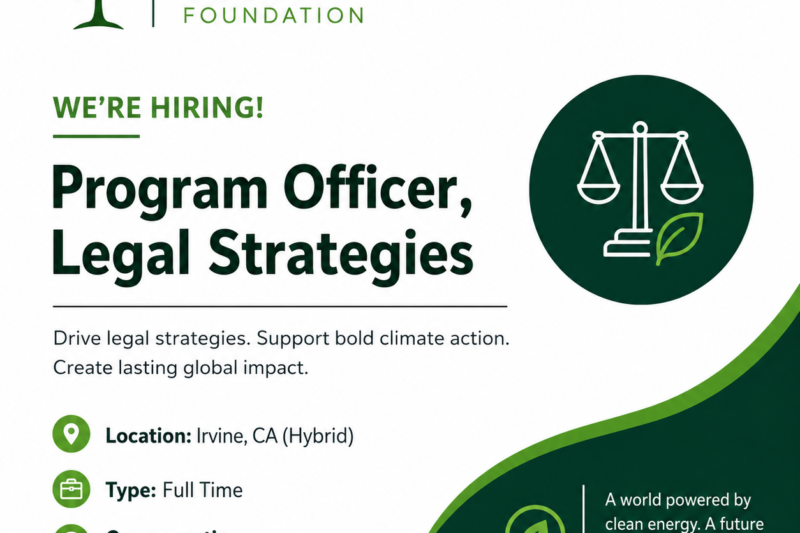 Sequoia Climate Foundation Hiring Program Officer, Legal Strategies (Salary: $130,000–$137,000)