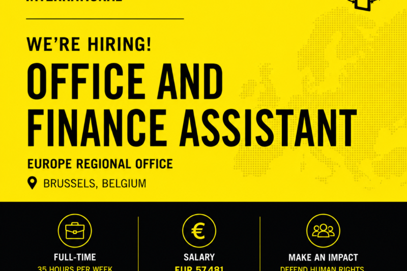 Amnesty International Office and Finance Assistant Jobs 2026 in Brussels, Belgium | Salary €57,481 Per Year