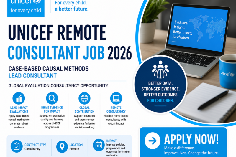 UNICEF Remote Consultant Job 2026: Case-based Causal Methods Lead Consultant – Global Evaluation Consultancy Opportunity