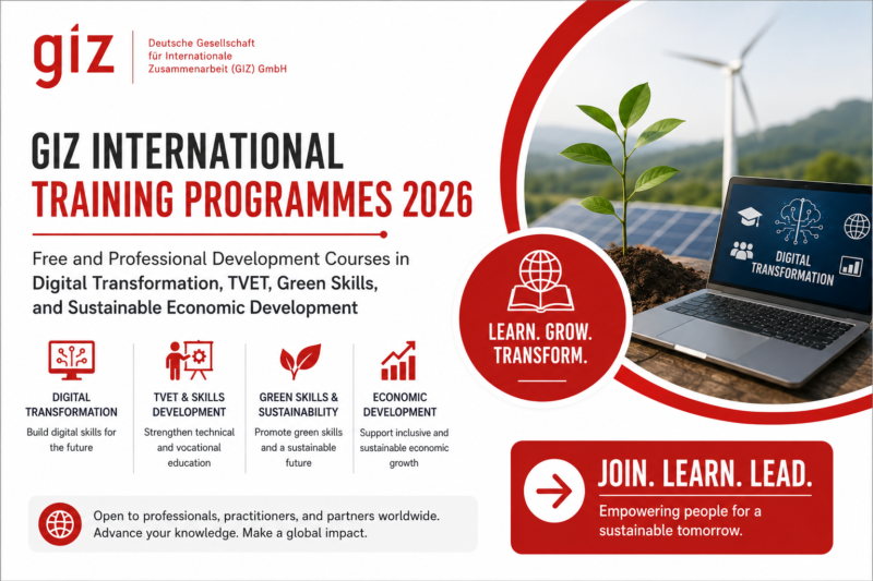 GIZ International Training Programmes 2026: Free and Professional Development Courses in Digital Transformation, TVET, Green Skills, and Sustainable Economic Development