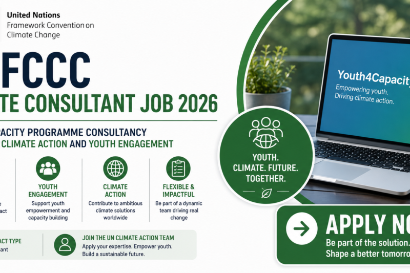 UNFCCC Remote Consultant Job 2026, UNFCCC consultancy, Youth4Capacity Programme, climate change consultant, youth engagement consultant, remote UN jobs, UNFCCC careers, climate policy jobs, sustainable development consultant, United Nations climate jobs, capacity building consultant, climate education careers, international development consultant, programme management jobs, UN climate opportunities, Action for Climate Empowerment, Youth4Climate initiative, environmental policy consultant, global climate careers, remote international consultancy, UNDP partnership jobs, climate communications careers, climate capacity building, international organization jobs, UNFCCC