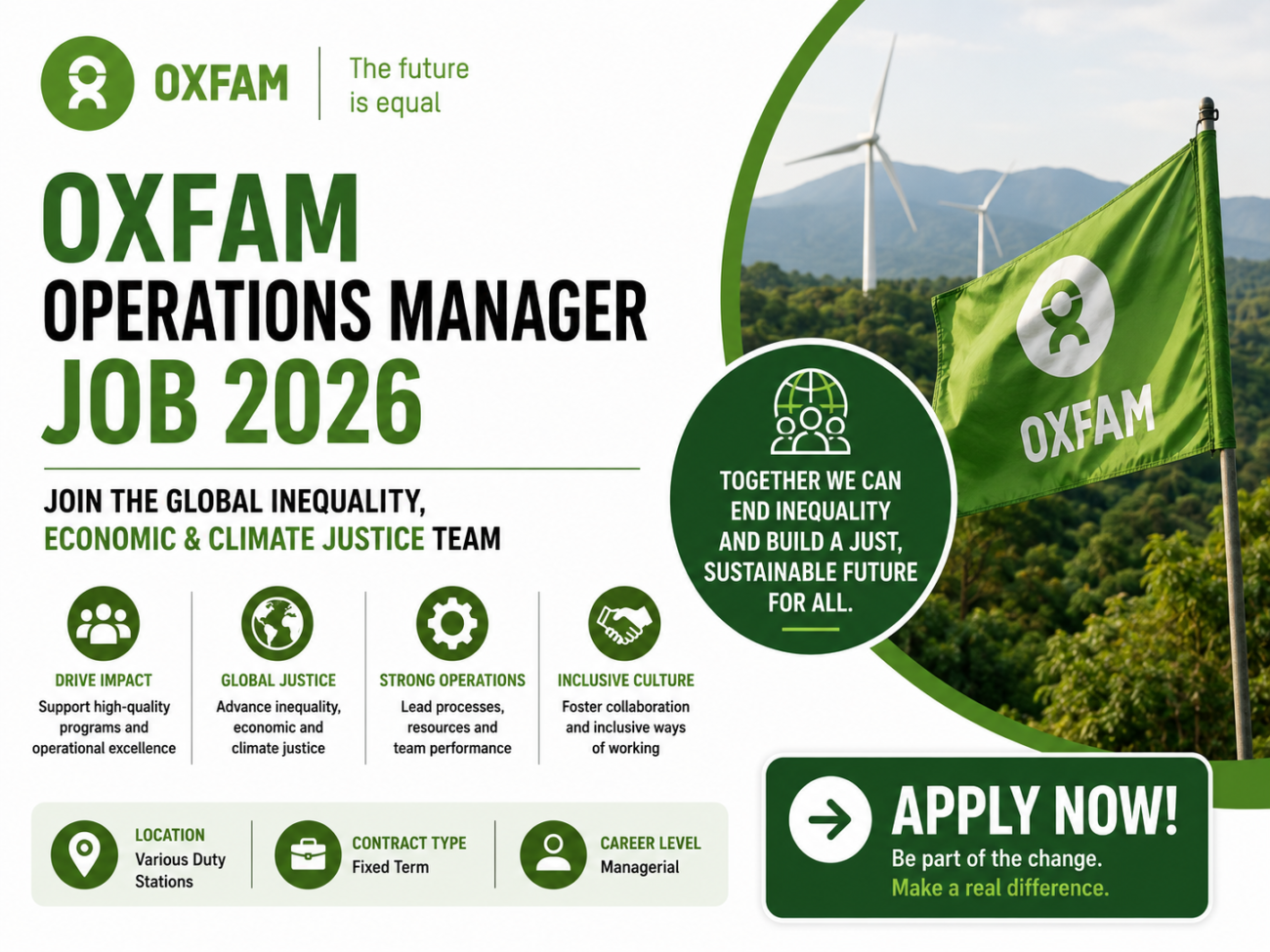 Oxfam Operations Manager Job 2026: Join the Global Inequality, Economic & Climate Justice Team