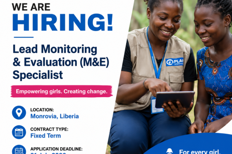 Monitoring and Evaluation (M&E) Specialist at Plan International – Liberia: Advance Gender Equality and Women’s Empowerment