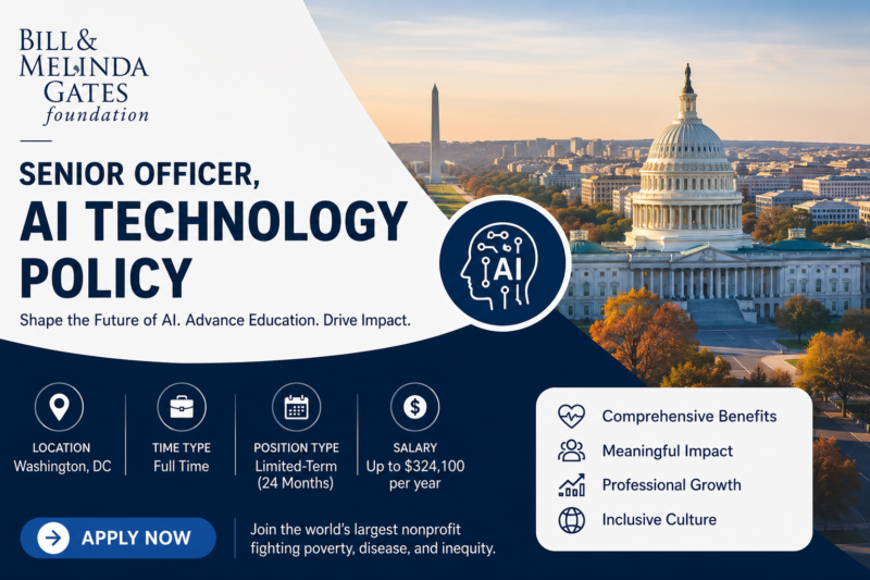 Gates Foundation Senior Officer, AI Technology Policy Job 2026: Salary Up to $324,100 Per Year
