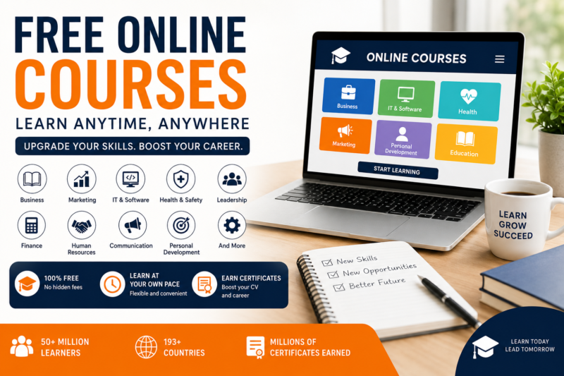 Free Online Courses, Classes and Tutorials 2026 | Earn Career-Boosting Certificates from Home
