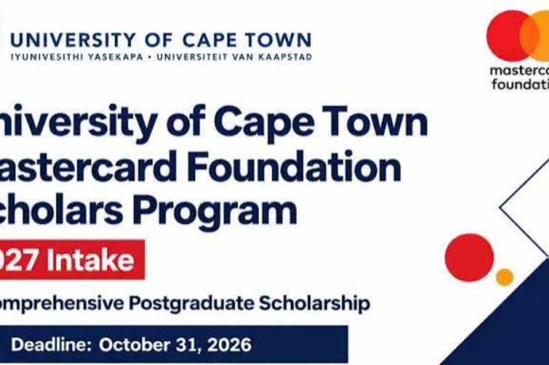 University of Cape Town Mastercard Foundation Scholars Program 2027