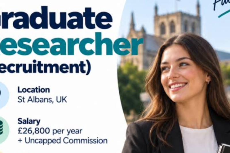 Graduate Researcher (Recruitment) – £26,800 Salary + Uncapped Commission in St Albans