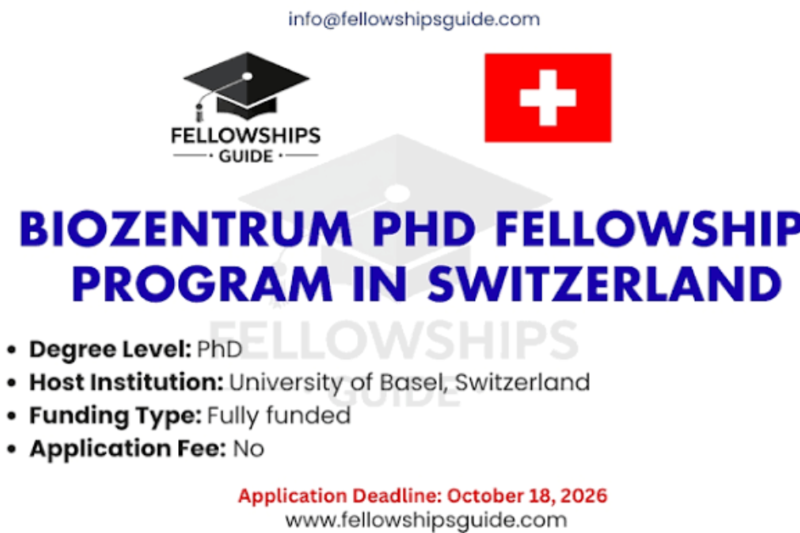 Biozentrum PhD Fellowships Program 2026-27 in Switzerland