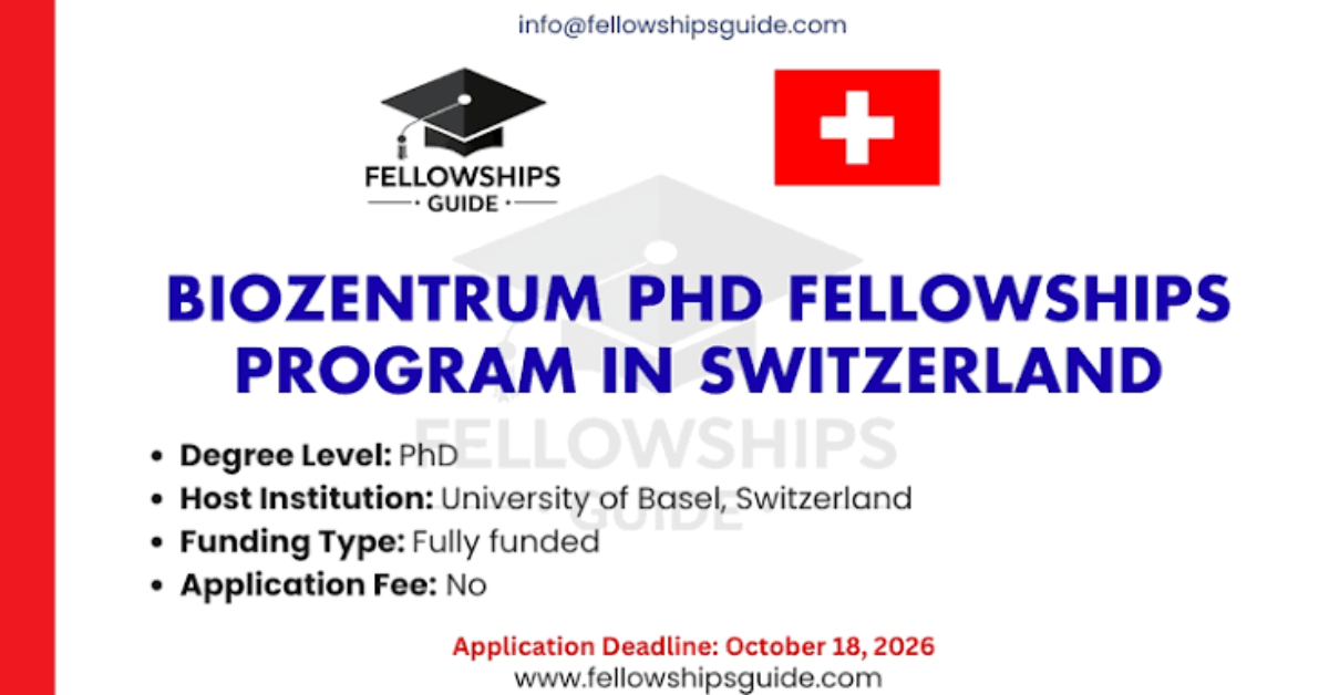 Biozentrum PhD Fellowships Program 2026-27 in Switzerland