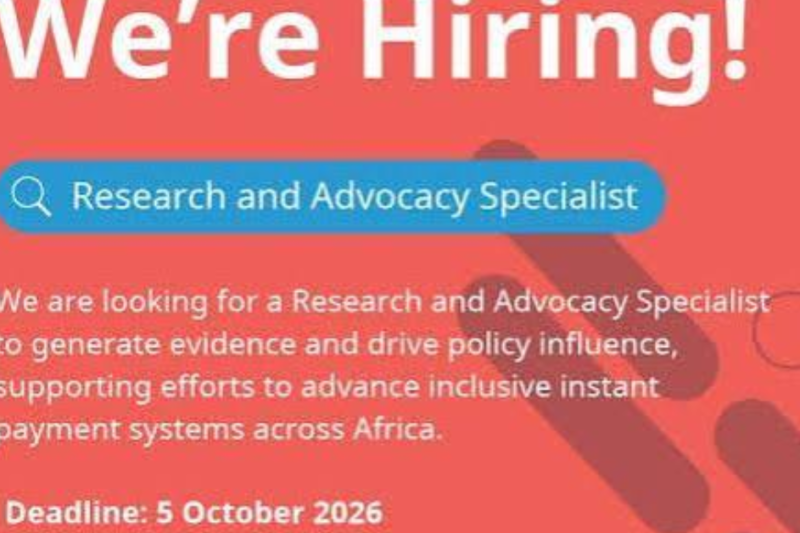 AfricaNenda seeks a Research and Advocacy Specialist: Apply for a Policy and Digital Finance Role in Africa 2026