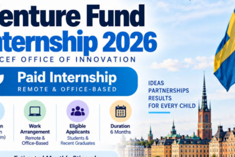 UNICEF Venture Fund Internship 2026: Paid Internship in Sweden