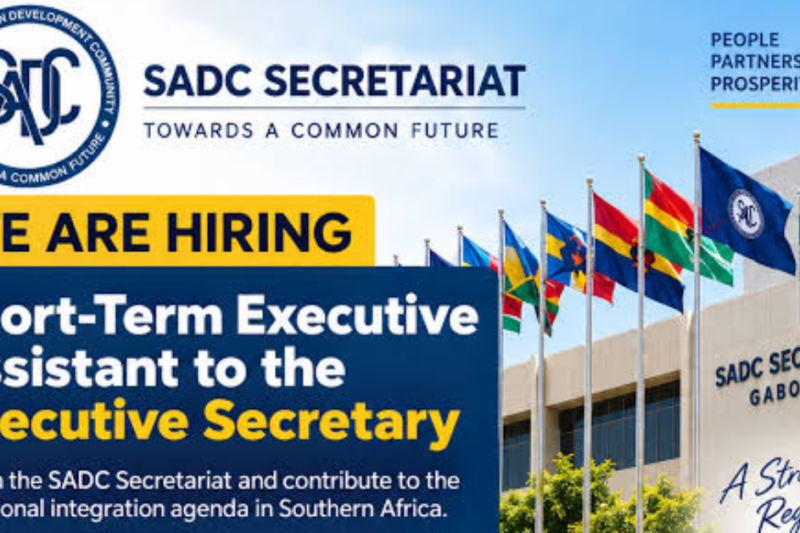SADC is recruiting for a Short-Term Executive Assistant to the Executive Secretary: Apply Now