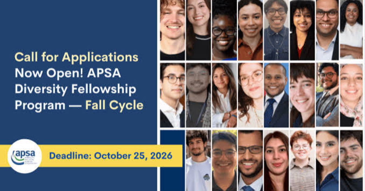 Call for Applications: APSA Diversity Fellowship Program 2027–2028