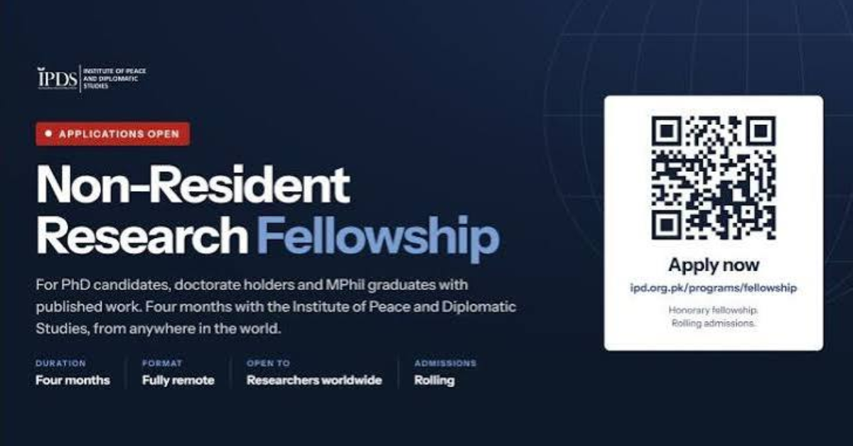 Institute of Peace and Diplomatic Studies is Inviting Applications for IPDS Non-Resident Research Fellowship 2026