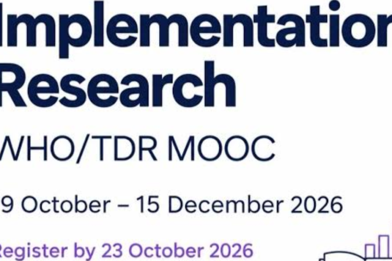Enrol for the Free WHO/TDR Online Course in Implementation Research 2026: Earn a Free Certificate, No Payment