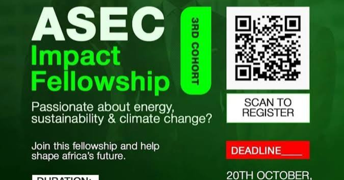 Africa Sustainable Energy Centre – ASEC Impact Fellowship 2026