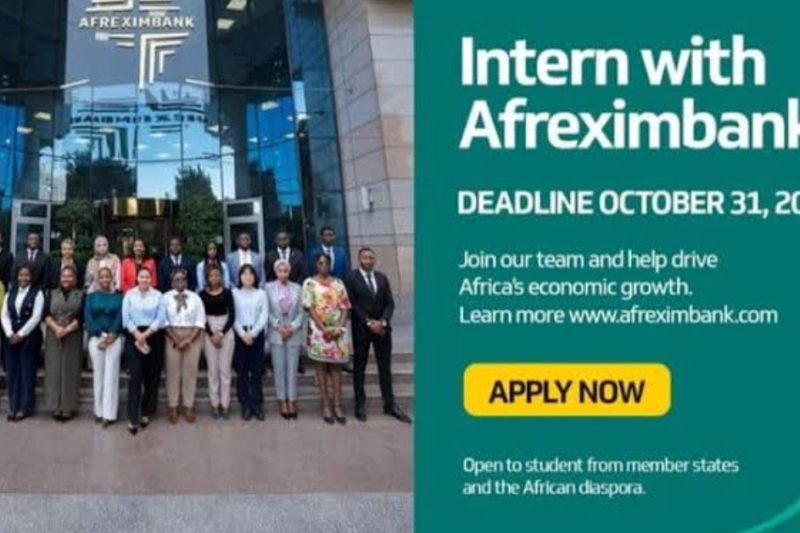 Applications are now open for the Paid Afreximbank Internship Programme 2026 (US$1,500 per month)