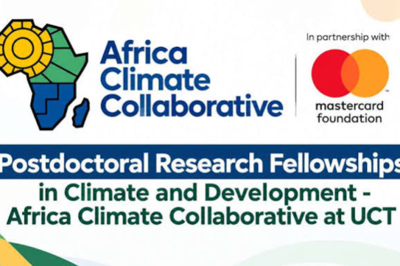 Apply now for the Fully Funded Postdoctoral Researcher Programme in Climate and Development at the University of Cape Town