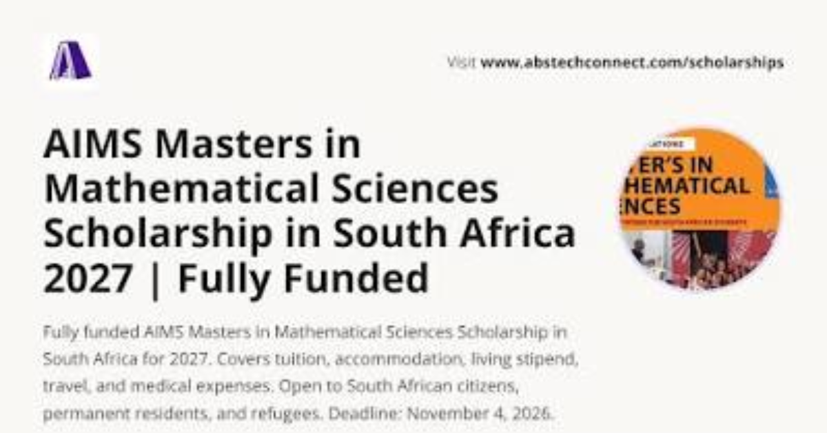 AIMS South Africa Structured Master’s Scholarship 2027