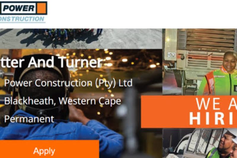 Power Construction Fitter and Turner Vacancy 2026: Permanent Role in Blackheath, Western Cape