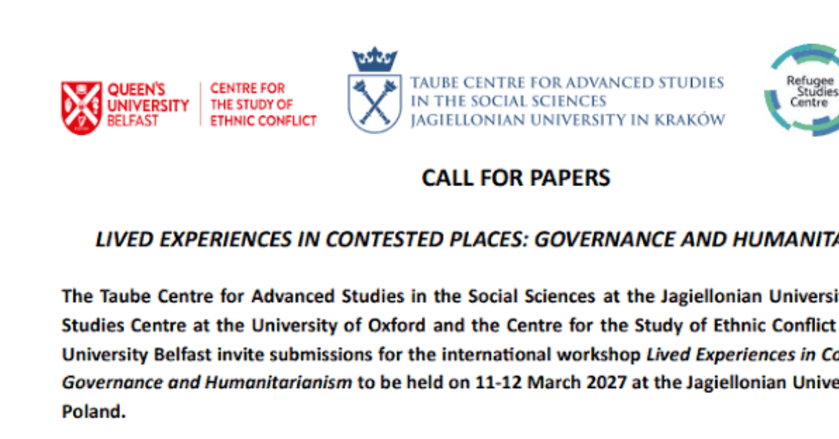Call for Papers 2027: International Workshop on Governance, Migration & Humanitarianism in Poland