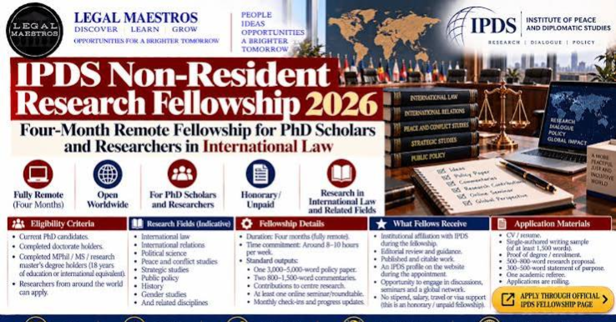 Fully Remote Institute of Peace and Diplomatic Studies (IPDS) Non-Resident Research Fellowship 2026